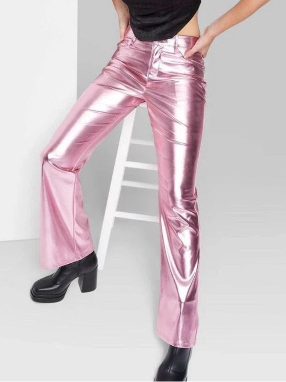 Wild Fable Metallic Pink Faux Leather Pants